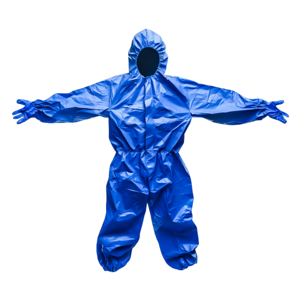 Blue Protective Suit for Laboratory and Industrial Use in Safety png