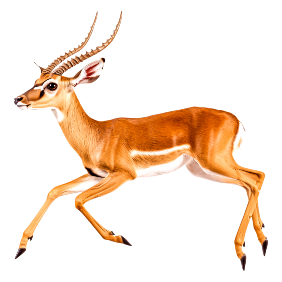 Elegant Antelope Running with Grace in a Natural Habitat Scene png