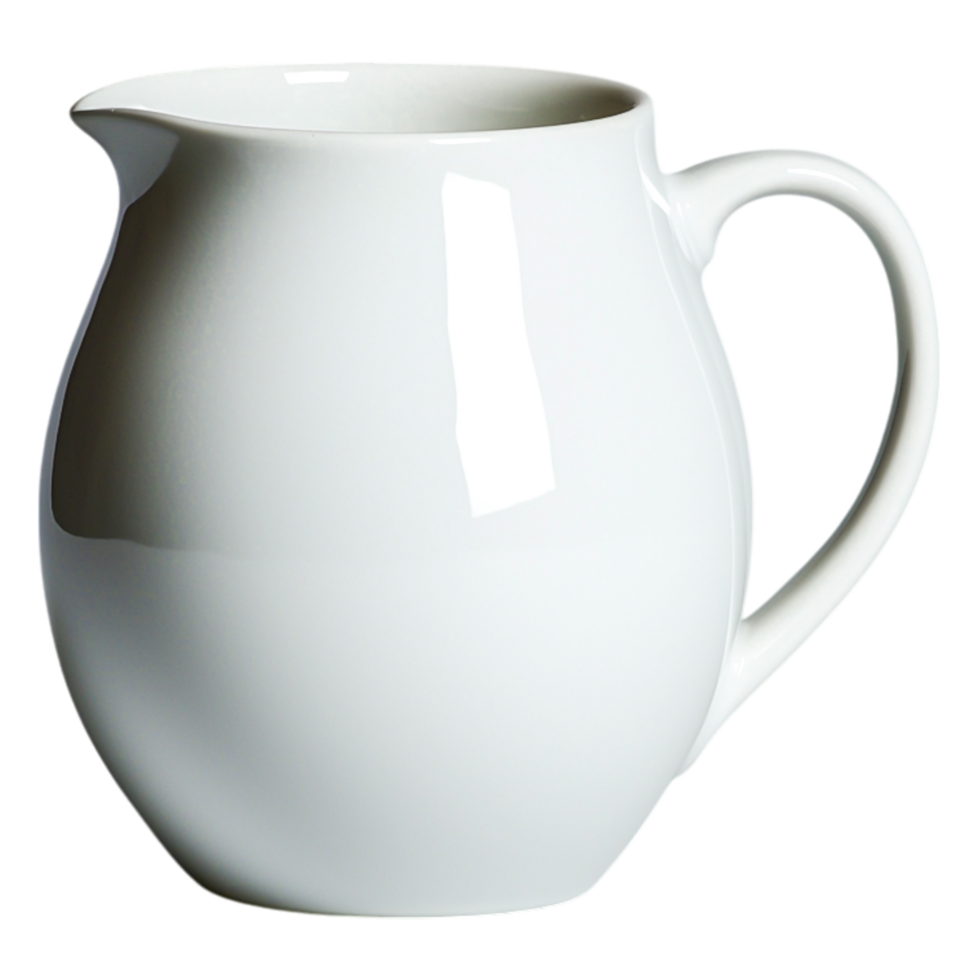 Elegant White Ceramic Pitcher for Kitchen Table Decor and Use png
