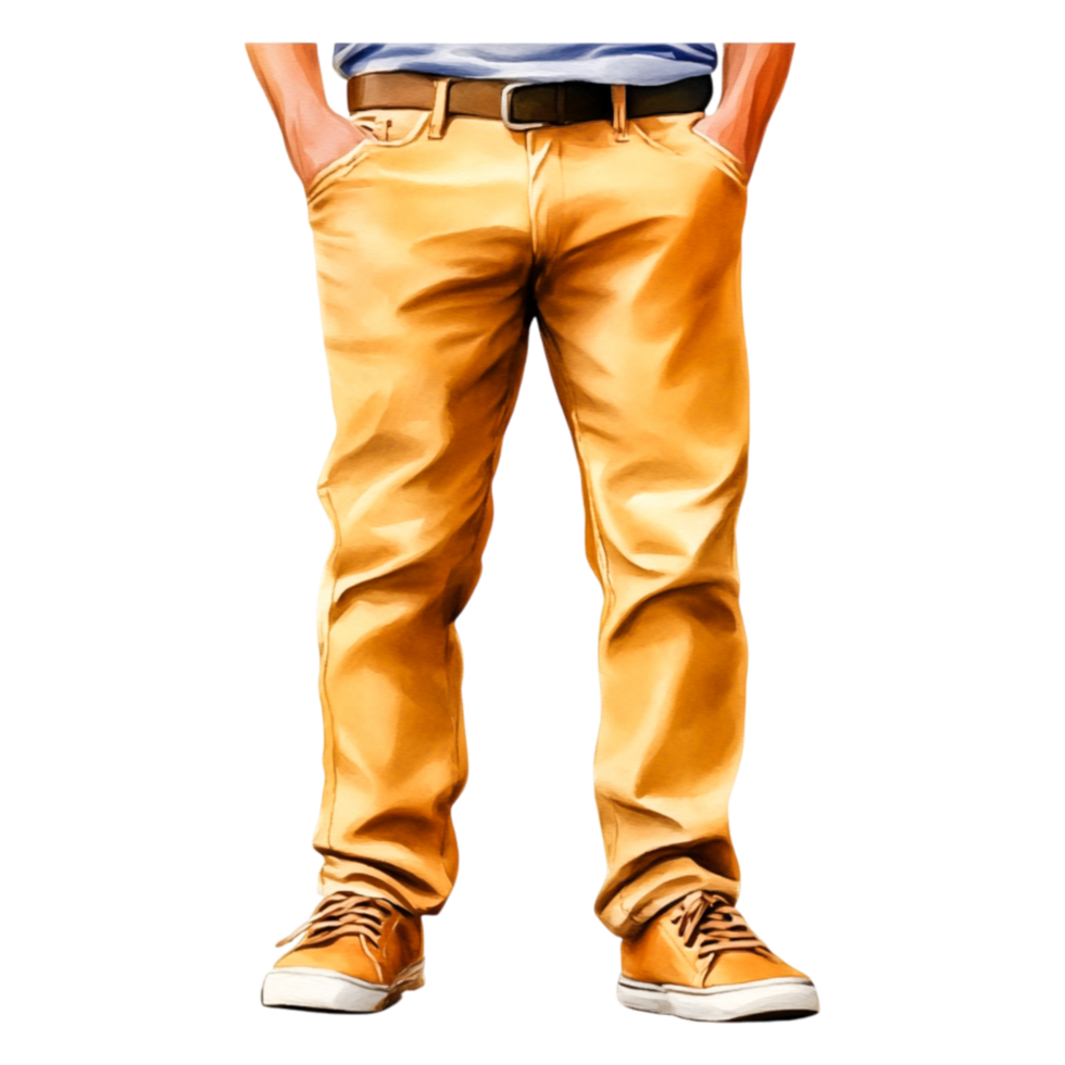 Casual Style with Tan Pants and Brown Shoes on png