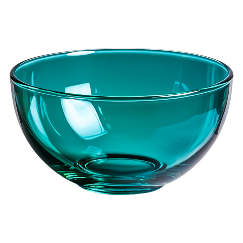 Elegant Transparent Bowl in Vibrant Turquoise Color Displaying Style png