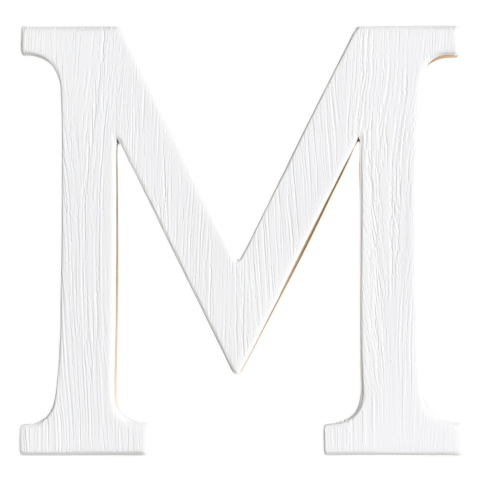 Textured White Letter M in 3D Style with Unique Finish png