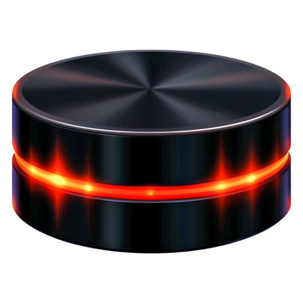 Black Round Object with Red Light Strip on a Transparent Background png