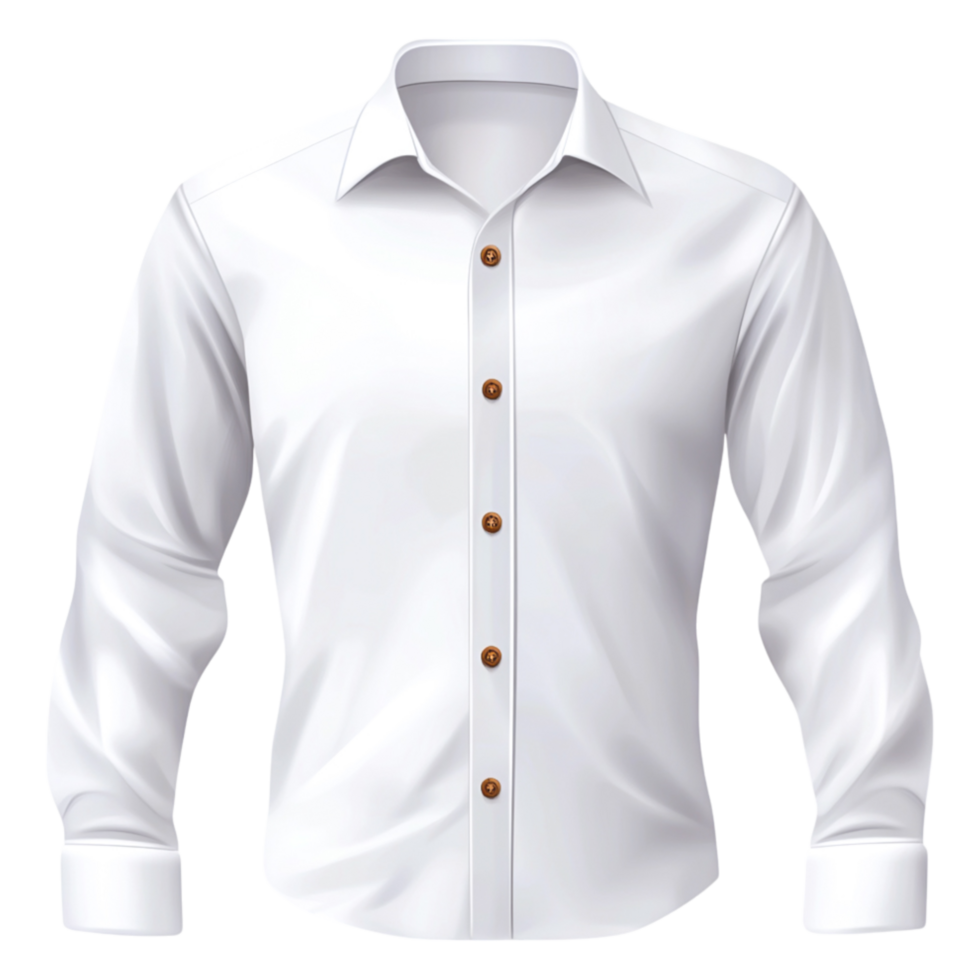 Elegant White Button-Up Shirt with Brown Buttons on Isolated Background png