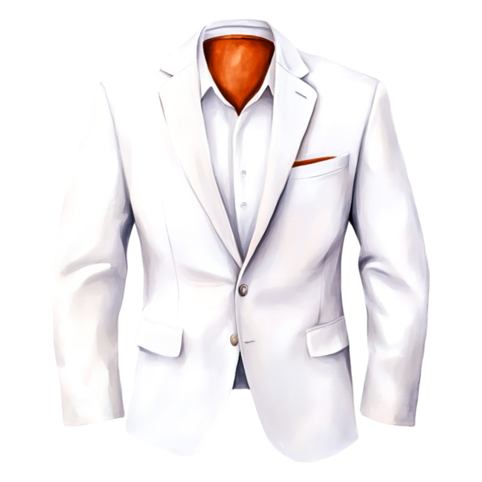 Elegant White Suit Jacket on Transparent Background for Fashion Use png