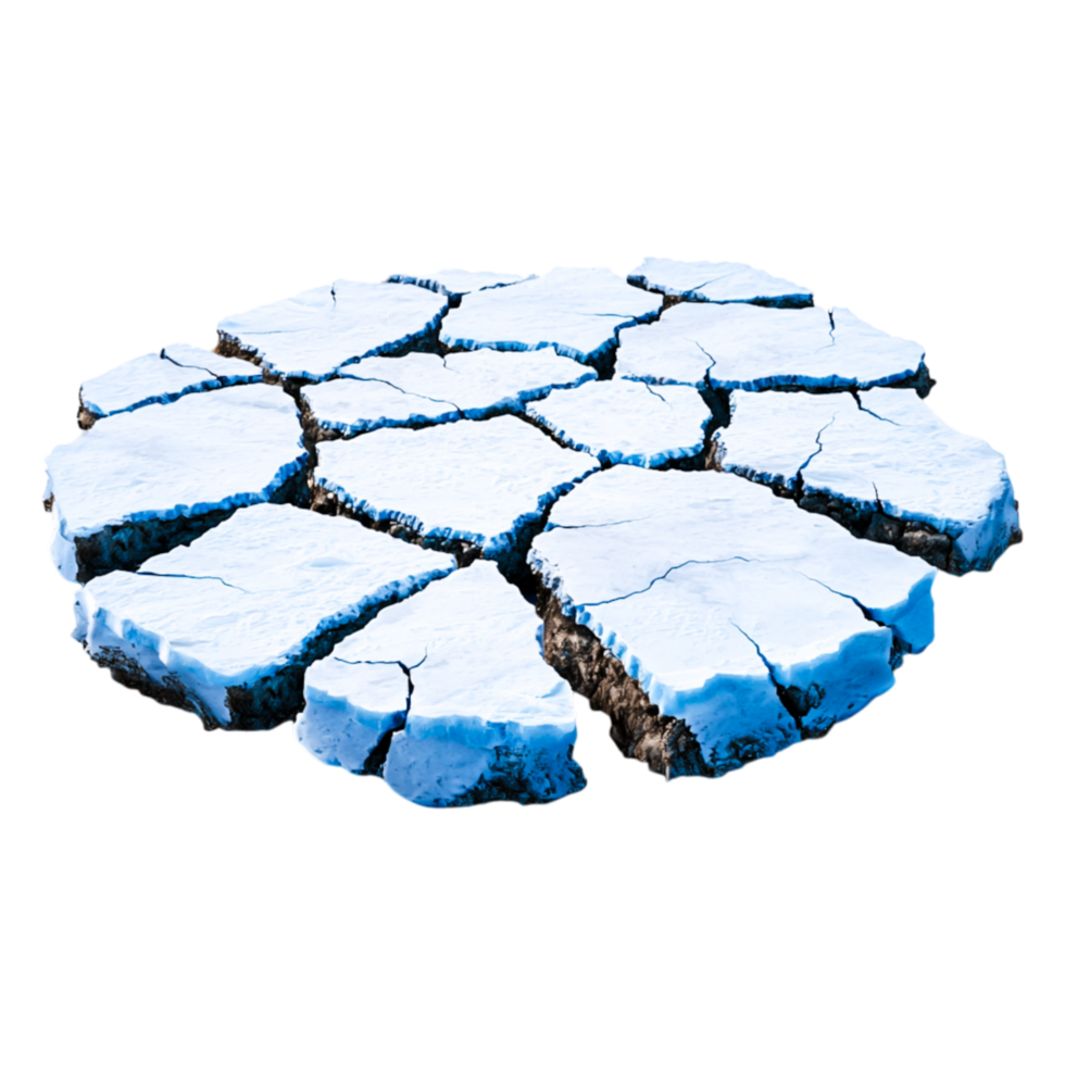 Cracked Ice Landscape with Fractured Patterns on Frozen Surface png