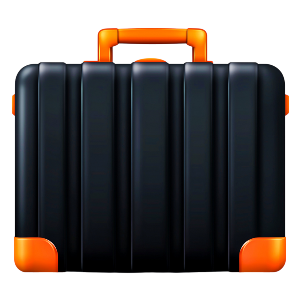 Black Travel Suitcase with Orange Accents and Modern Design png