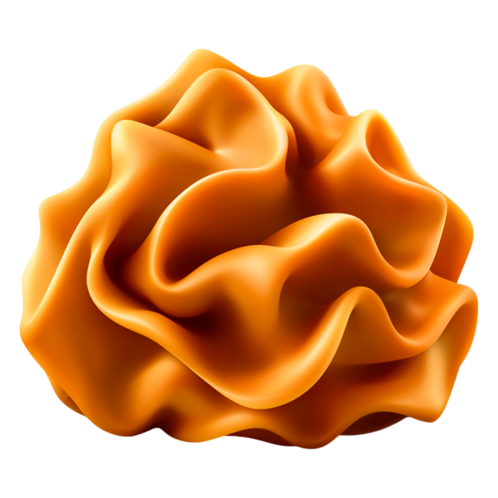 Orange Fabric Texture with Soft Ruffles and Waves in Isolated Background png