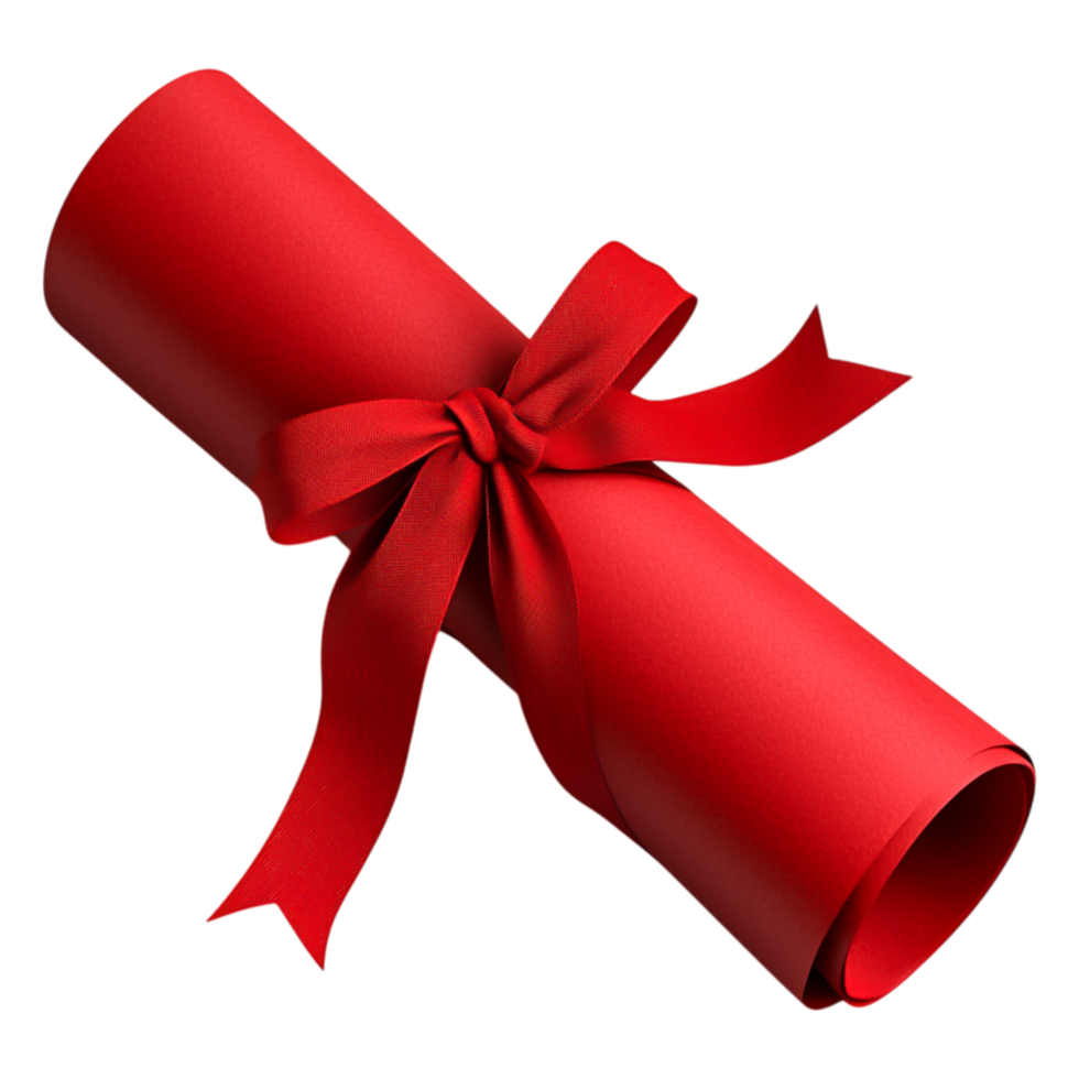 Elegant Red Diploma Scroll with Ribbon for Graduation or Celebration png