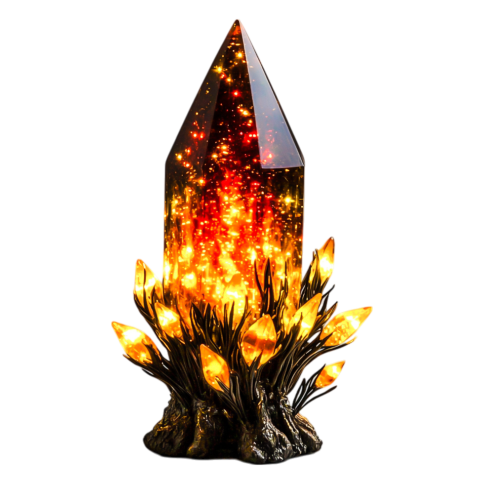 Glowing Orange Crystal with Radiant Illuminated Spikes png