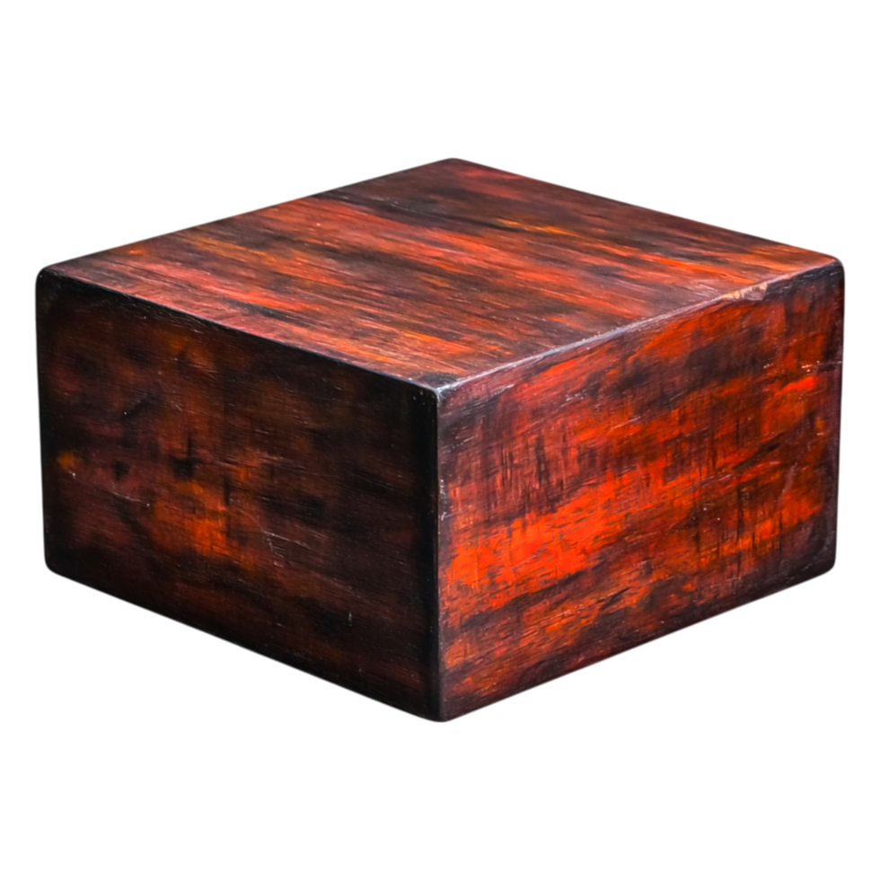 Rustic Wooden Block with Rich Texture and Warm Color Tones png