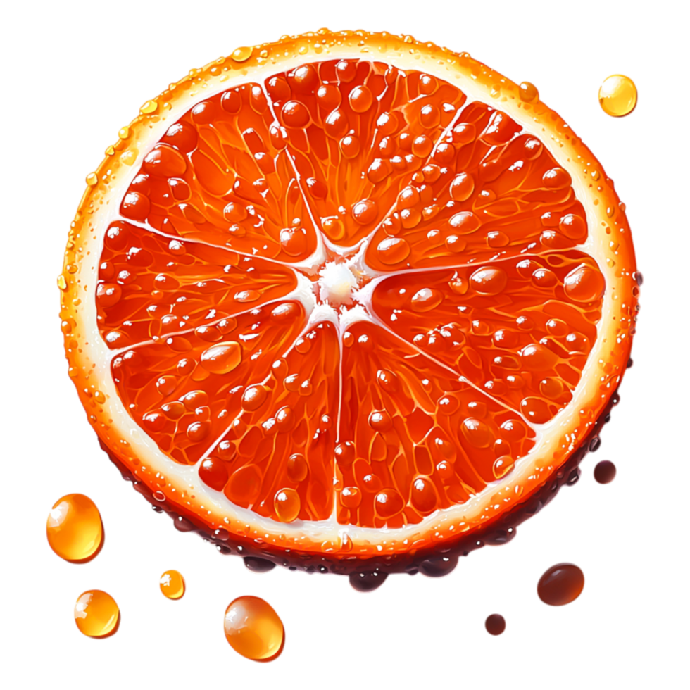 Fresh Orange Slice with Water Droplets on Bright Background png