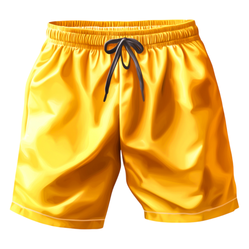 Bright Yellow Swim Shorts with Drawstring for Summer Fun and Relaxation png