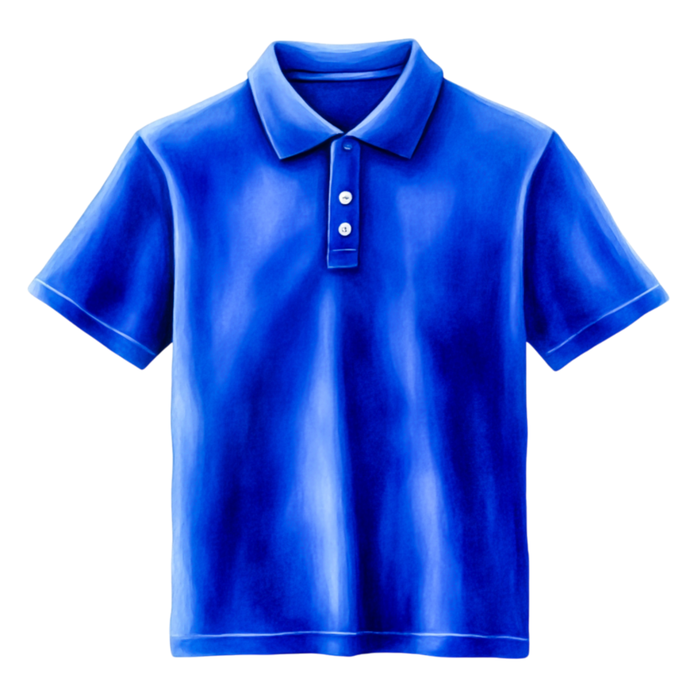 Blue Short Sleeve Polo Shirt with Three Buttons on Collar png