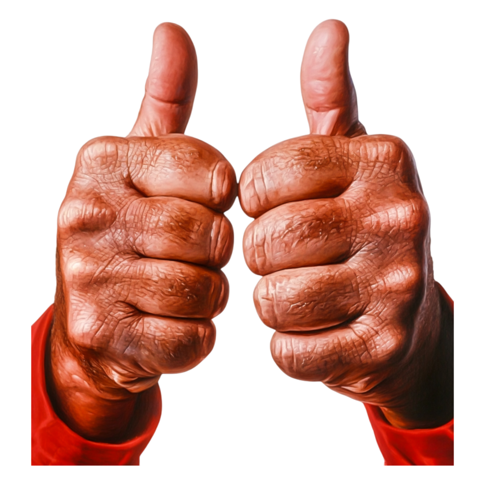 Two Hands Giving Thumbs Up Gesture on Isolated Background png