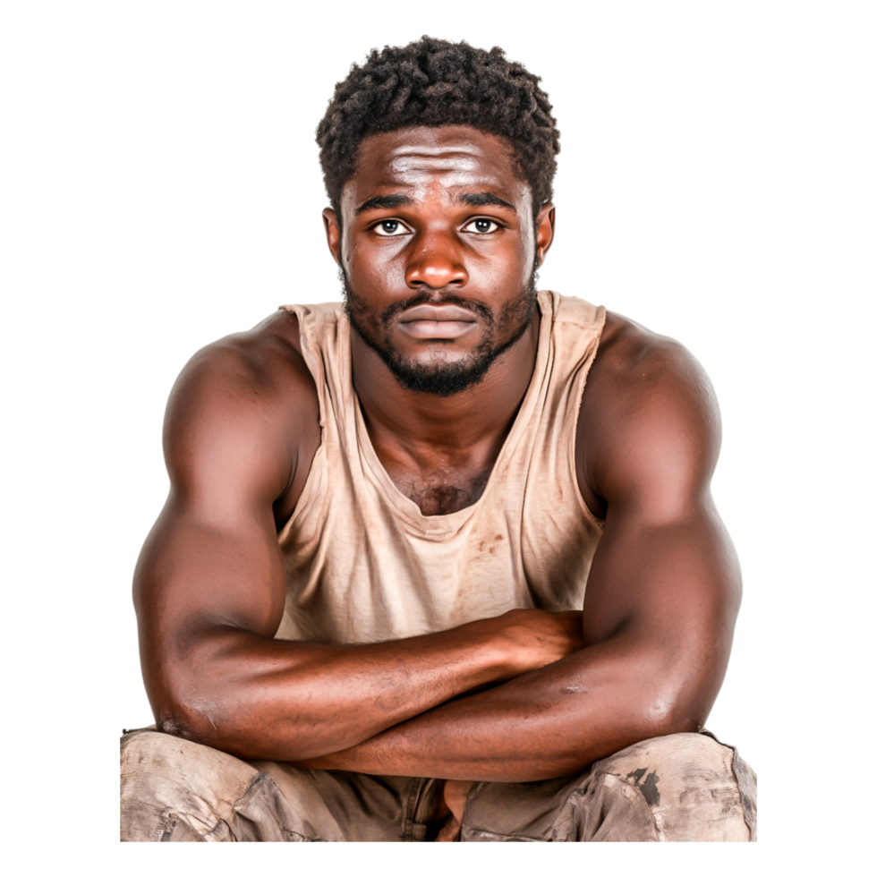 Serious Young Man with Strong Build and Confident Expression png