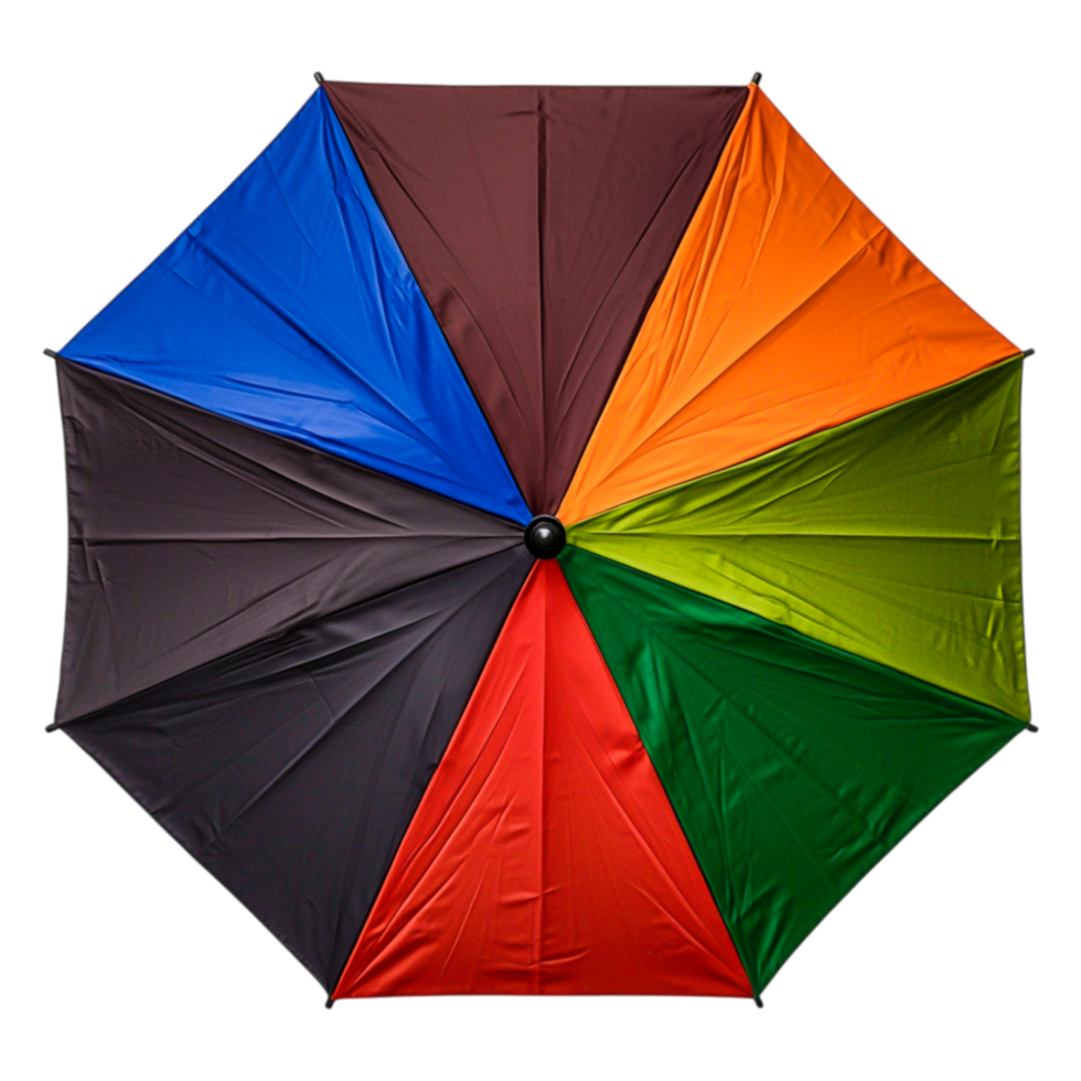 Colorful Umbrella Canopy with Eight Vibrant Segments and Patterns png