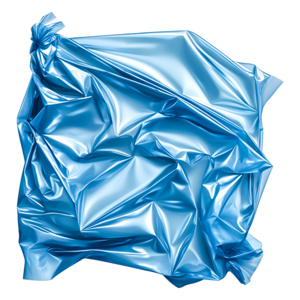 Crinkled Blue Plastic Sheet with Glossy Surface and Unique Texture png