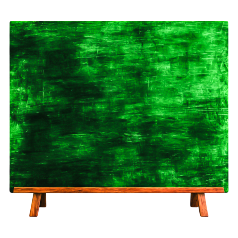 Abstract Green Canvas with Wood Stand for Art Display png