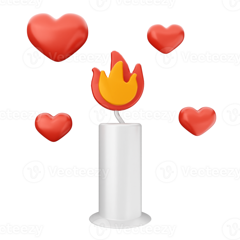 A candle with hearts around it png
