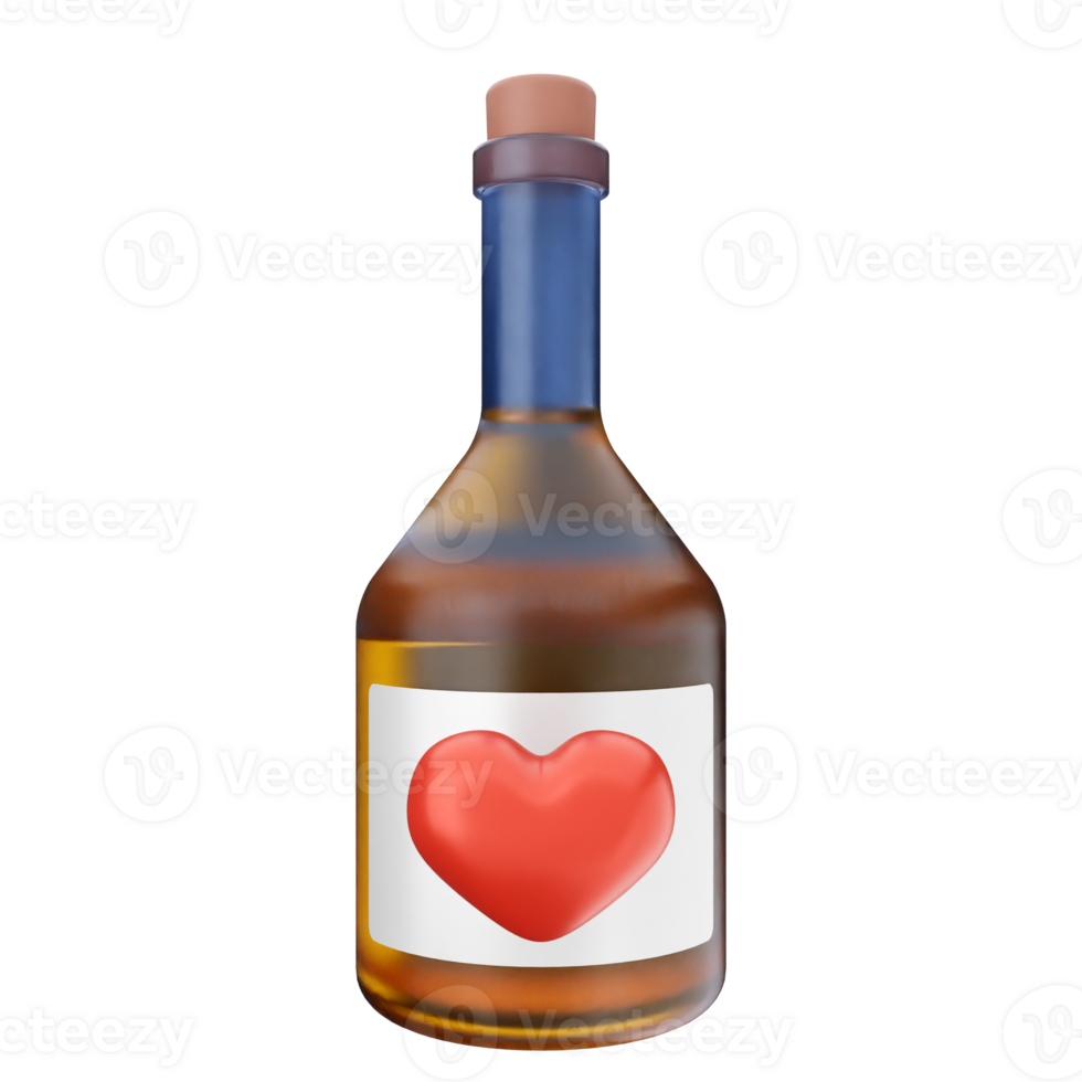 A bottle of liquor with a heart on it png
