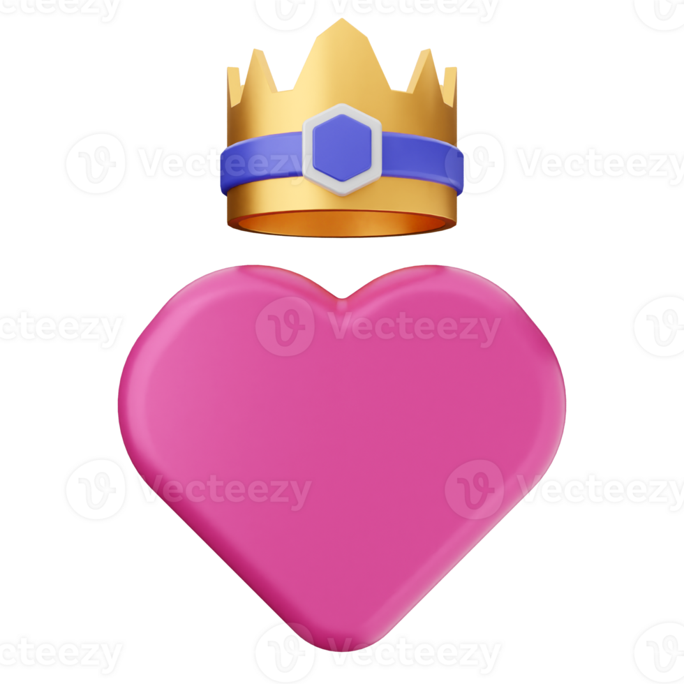 A pink heart with a crown on top png