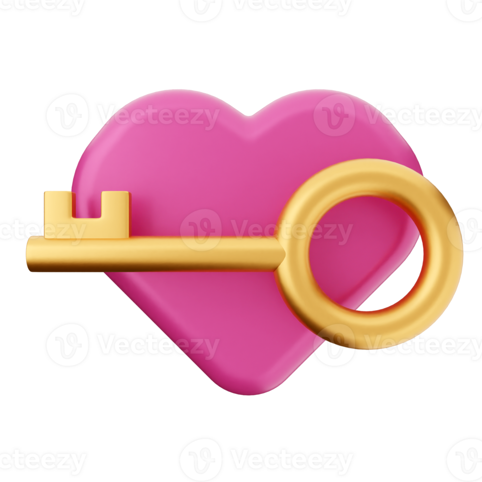 A gold key is in the shape of a heart png