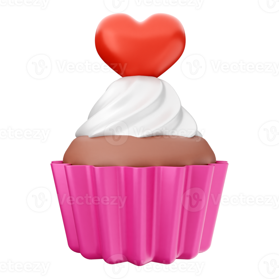 A cupcake with a heart on top png