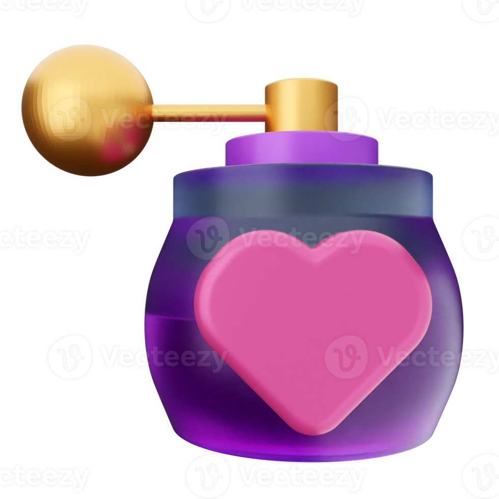 A purple perfume bottle with a heart shaped object png