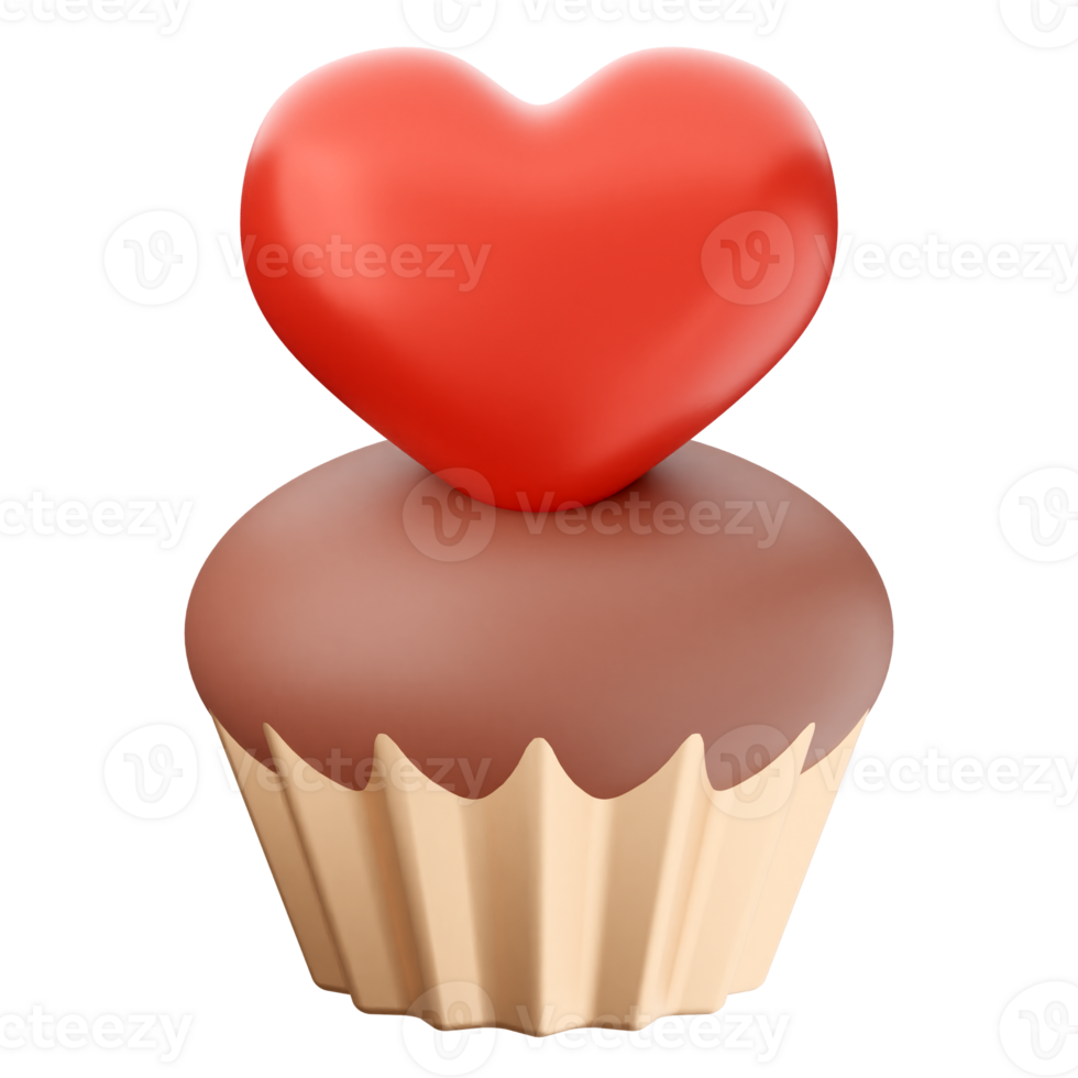 A cupcake with a heart on top png