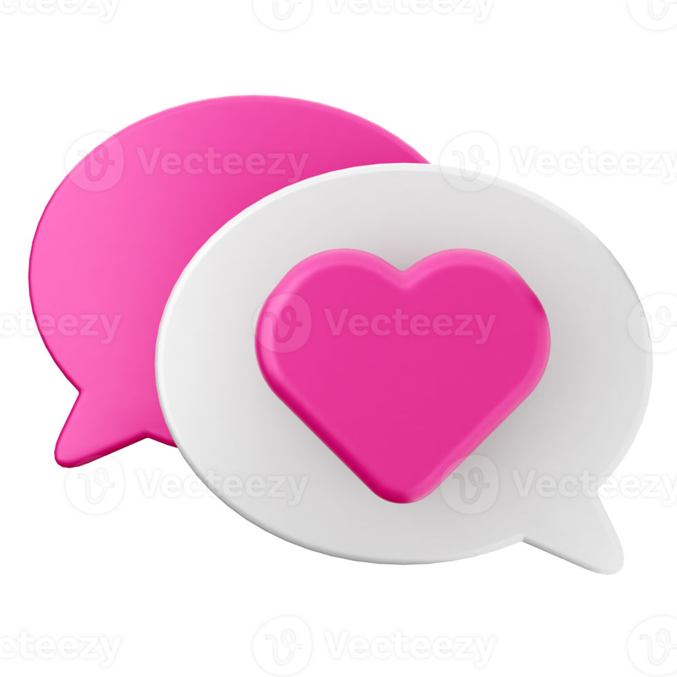 Two pink speech bubbles with a heart in the middle png