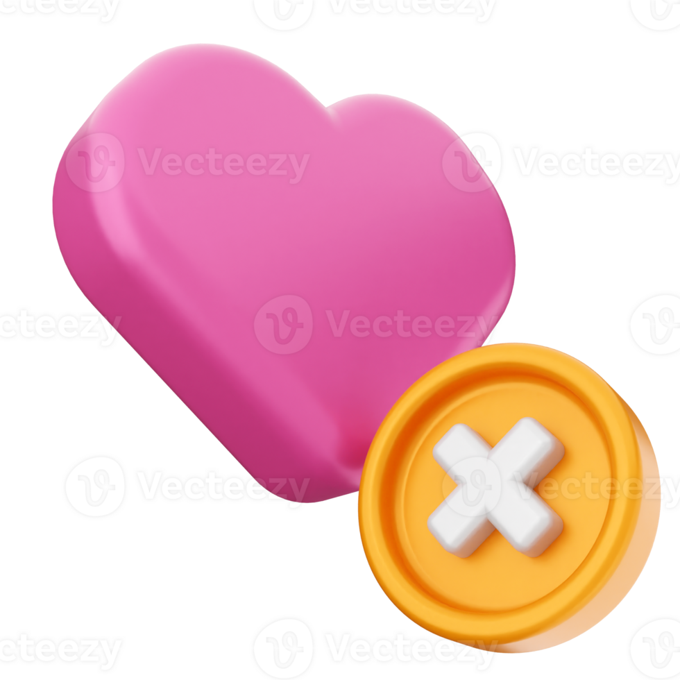 A pink heart with an x and a yellow coin png