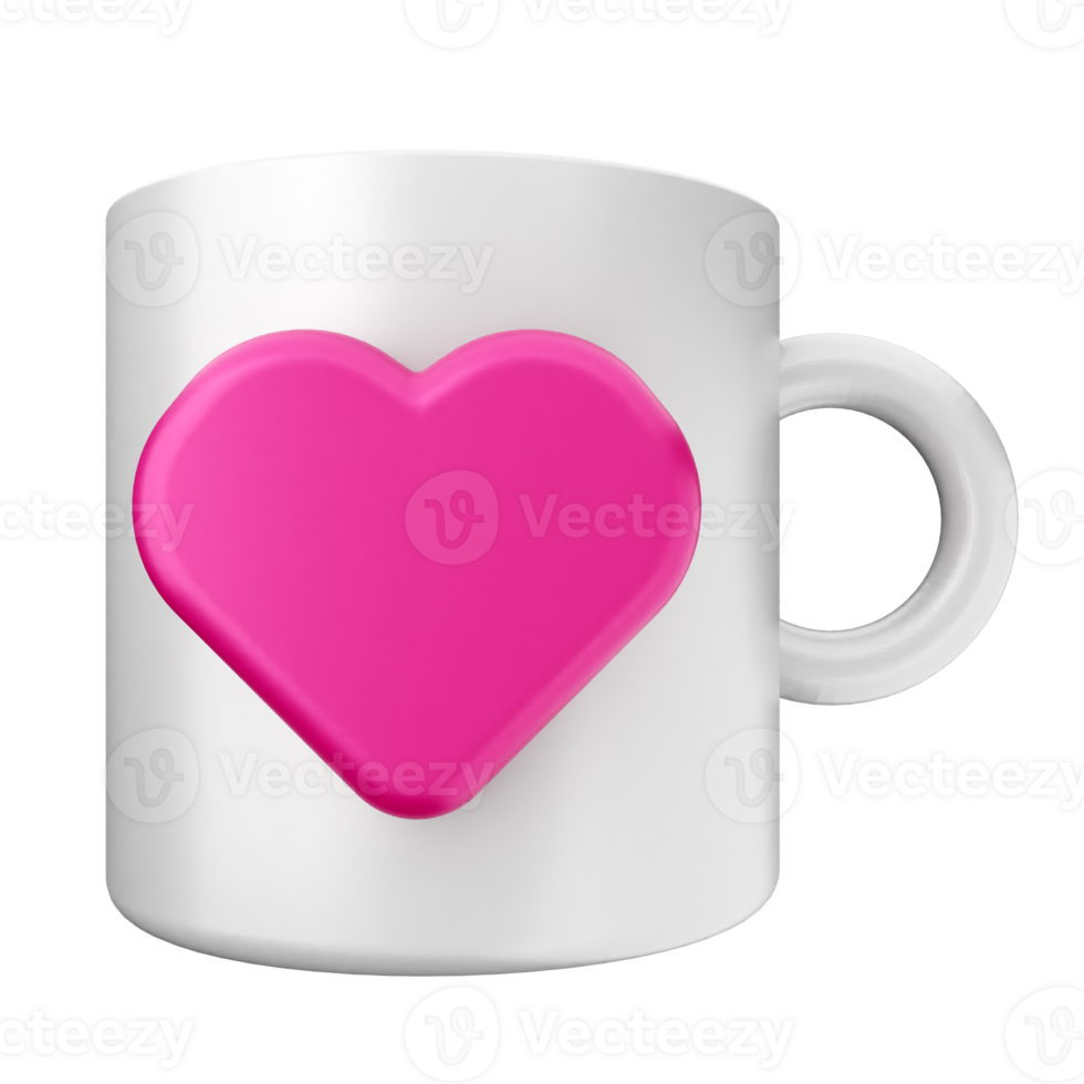 A pink heart shaped coffee mug on a black background png