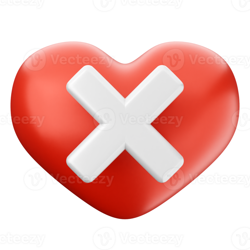 A red heart with an x mark on it png