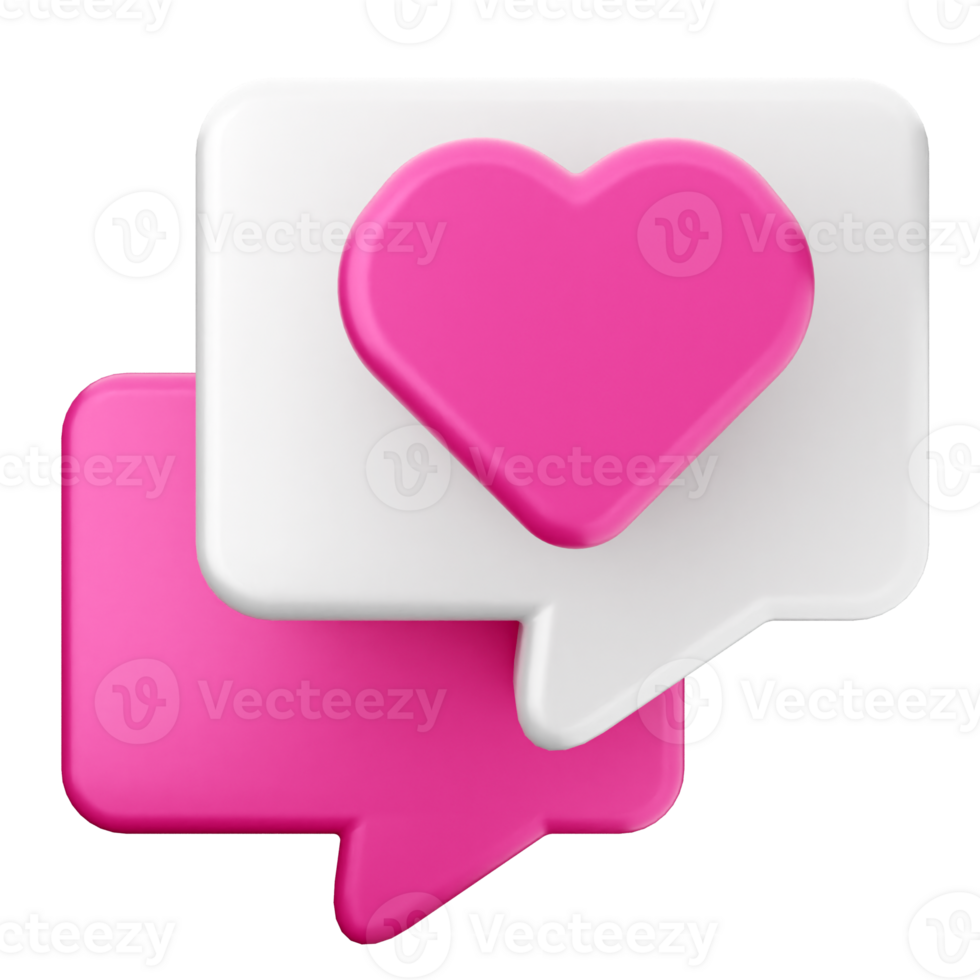 A pink heart and speech bubbles icon png
