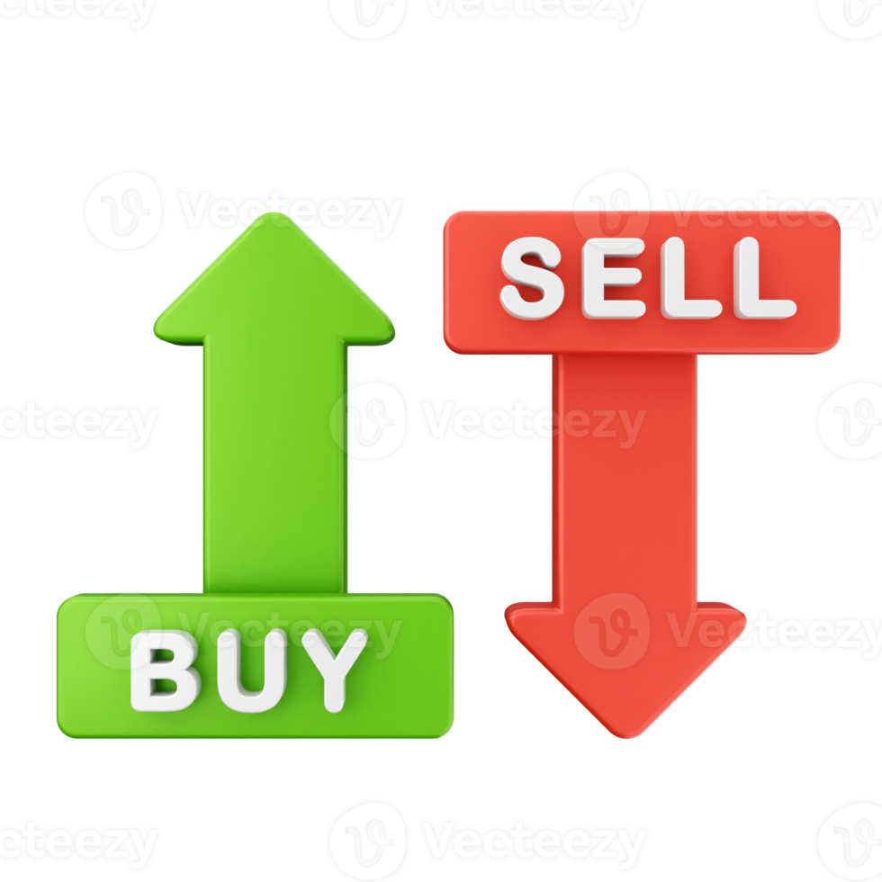 Buy and sell arrows pointing to the buy and sell buttons png