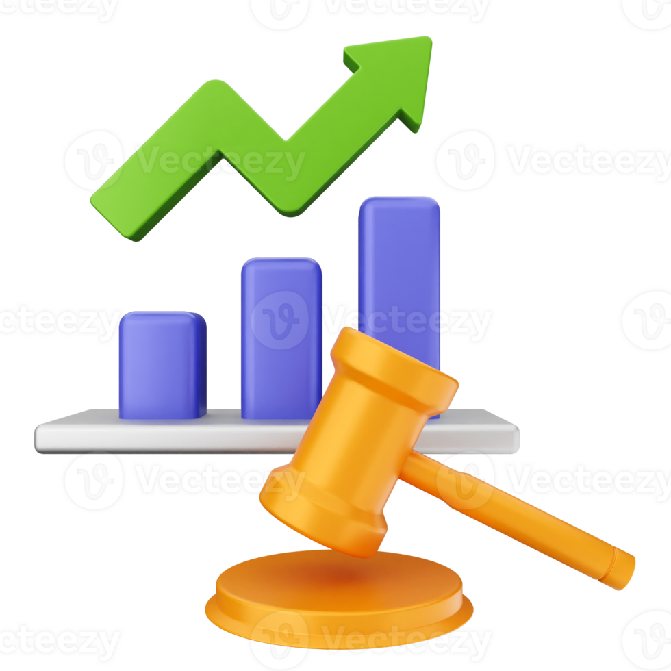 A gavel and graph on a tablet png
