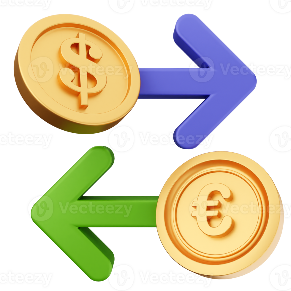 Euro and dollar coins in the same direction png