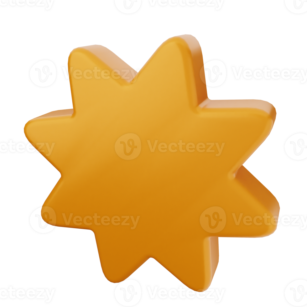 A 3d orange star icon on a black background png