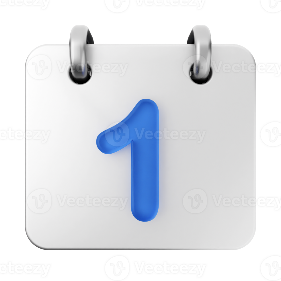 A calendar icon with the number one on it png