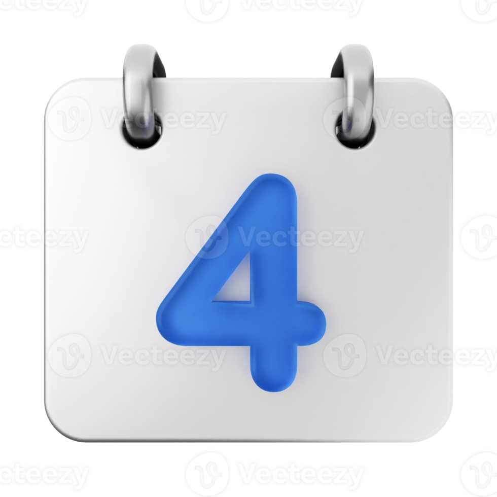 A calendar icon with the number four png