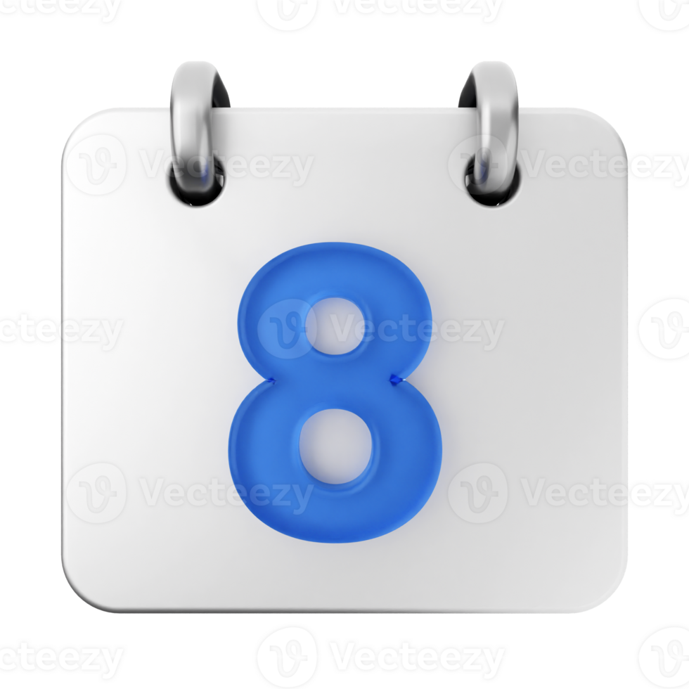 A blue calendar icon with the number eight png