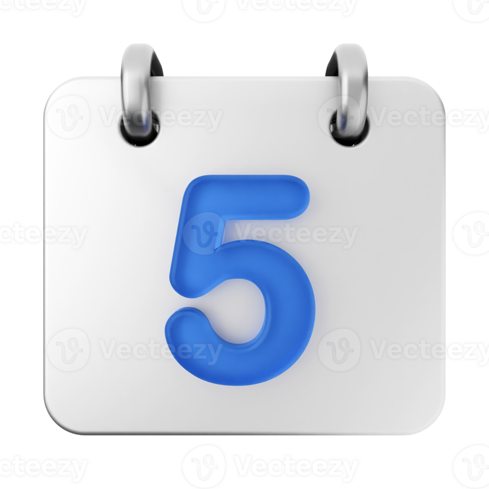 A calendar icon with the number five on it png