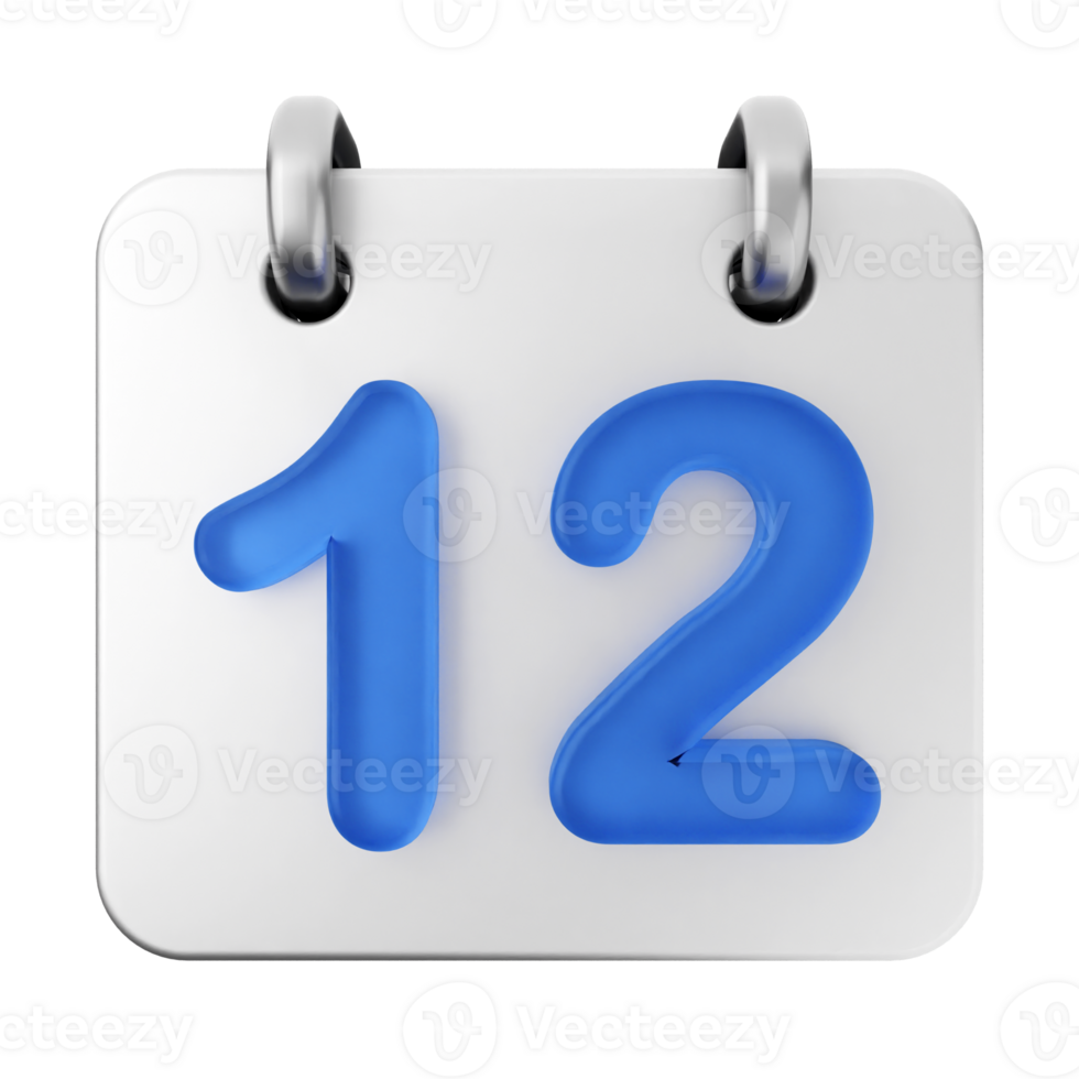 A calendar with the number twelve on it png