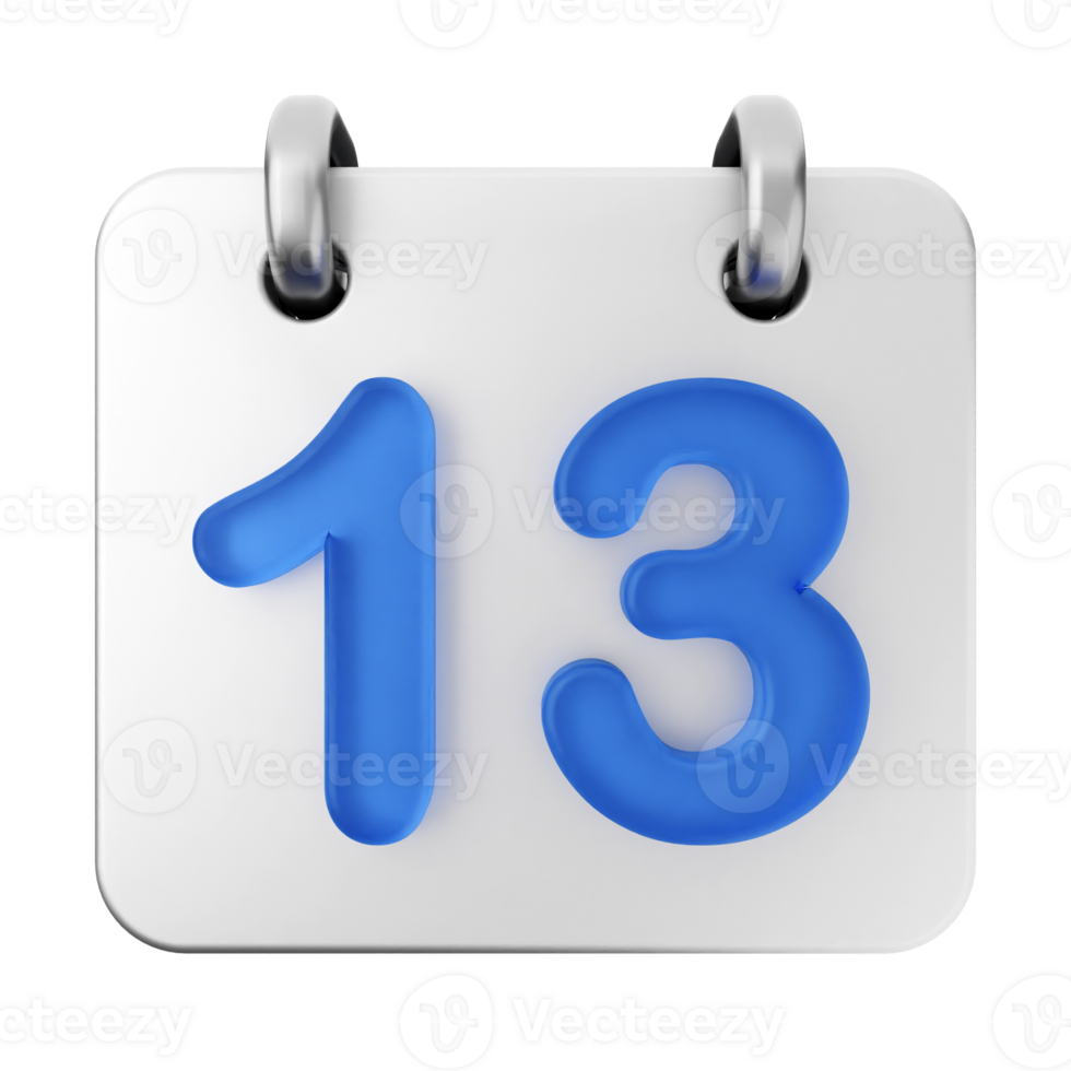 A calendar with the number 13 on it png