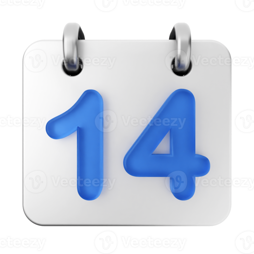A calendar with the number 14 on it png