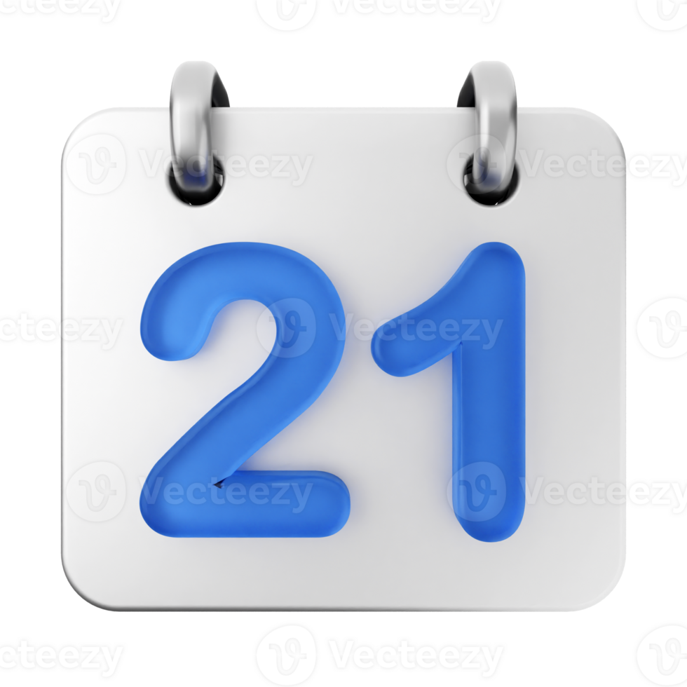 A calendar with the number 21 on it png
