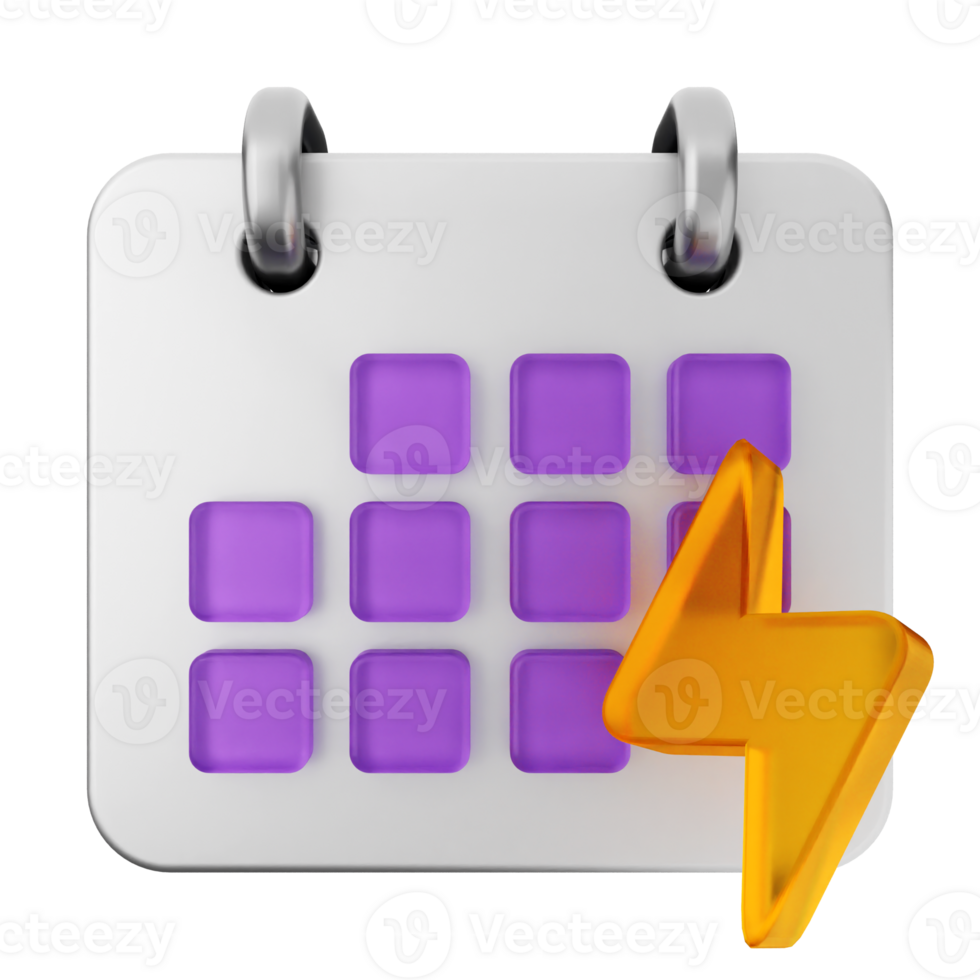 A calendar icon with a lightning bolt on it png