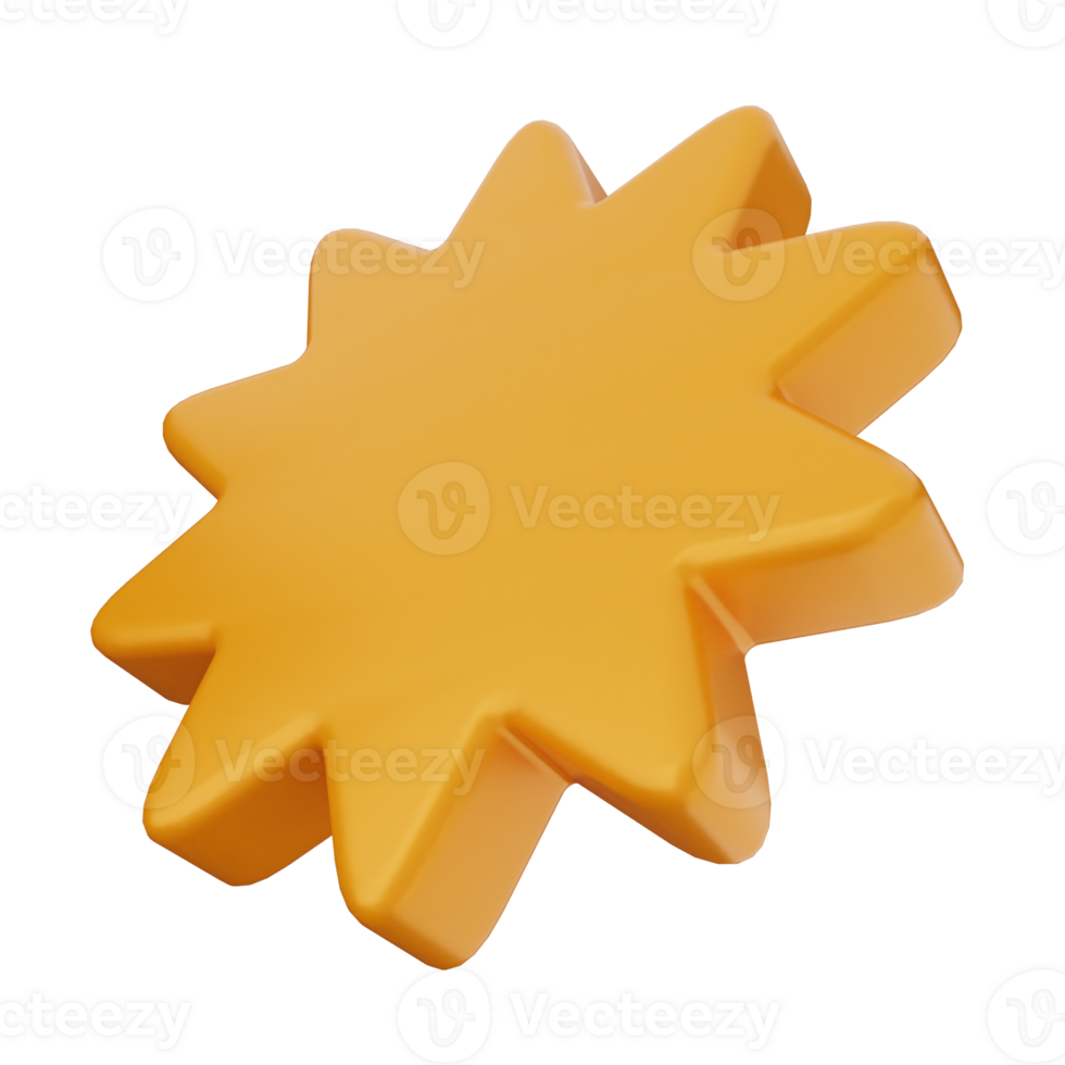 A 3d orange star shaped object on a black background png