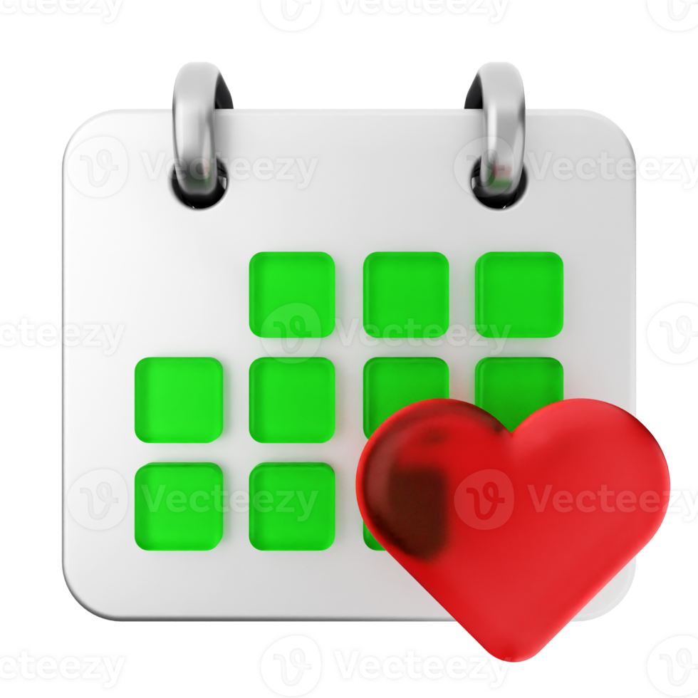 A calendar with a heart and a square png